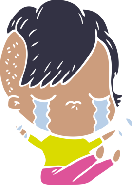 Bir insan tarafından çizilmiş düz renkli karikatür.