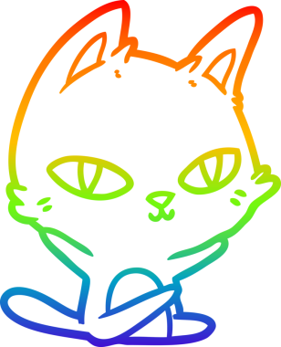 Gökkuşağı gradyan çizgi çizimi Bir insan tarafından çizilen çizgi film kedisi