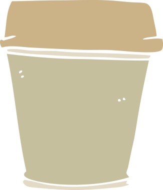 Düz renkli çizgi film. Bir insan tarafından çizilmiş kahveyi çıkar.