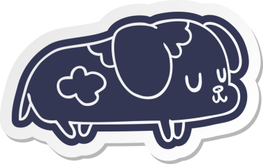 Bir insan tarafından çizilmiş sevimli bir köpeğin çizgi film etiketi.