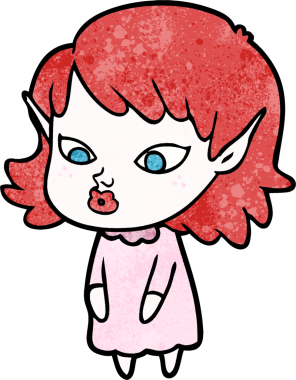 Bir insan tarafından çizilmiş sivri kulaklı elf kızı.