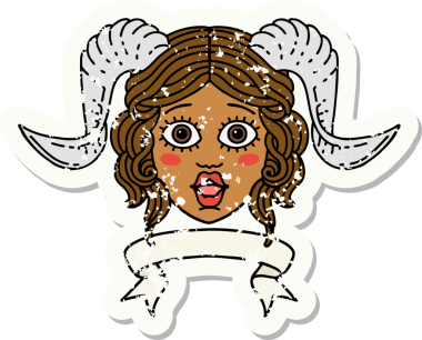 Retro Dövme Biçimi karakter yüzünü bir insan tarafından çizilmiş parşömen pankartıyla düzenliyor