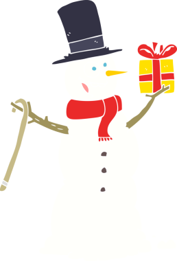 Bir insan tarafından çizilmiş düz renkli kardan adam çizimi