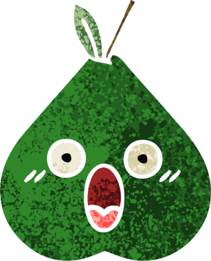 Bir insan tarafından çizilmiş bir armutun retro çizim tarzı karikatürü