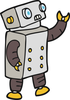 Bir insan tarafından çizilmiş çizgi film robotu