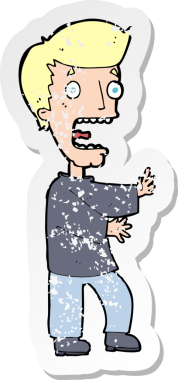 Bir insanın çizdiği korku dolu bir karikatürün gerilimli çıkartması.