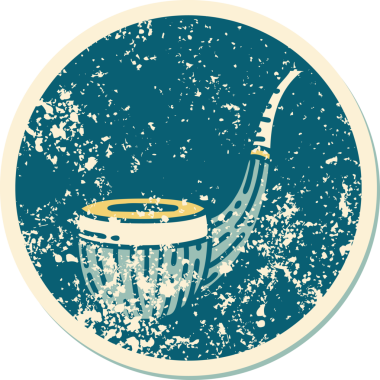 Bir insan tarafından çizilen sigara tiryakisi piposunun sembolik dövmeli görüntüsü