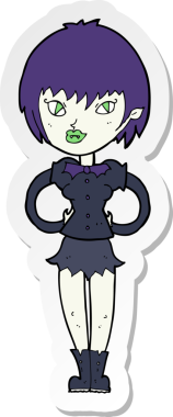 Bir insan tarafından çizilmiş güzel bir vampir kızın çıkartması.