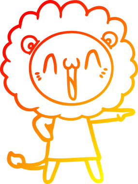 Bir insan tarafından çizilmiş mutlu çizgi film aslanının sıcak çizgi çizimi