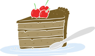 Bir insan tarafından çizilmiş düz renkli çikolatalı pasta.