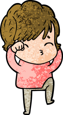 Bir insan tarafından çizilmiş bir çizgi film kadını.