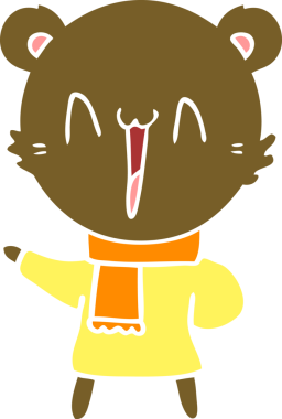 Mutlu ayı düz renkli çizgi film bir insan tarafından çizildi.