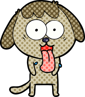 Bir insan tarafından çizilmiş şirin bir çizgi film köpeği.