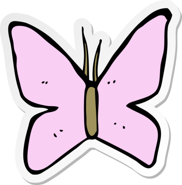 Bir insan tarafından çizilmiş kelebek sembolünün çıkartması.