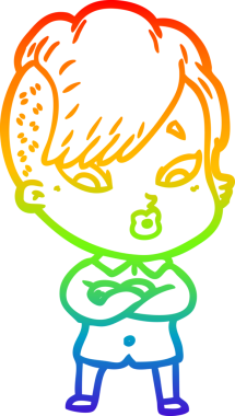 gökkuşağı gradyanı çizimi bir çizgi film kızı şaşırttı bir insan tarafından çizildi