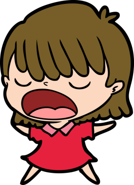 Çizgi filmdeki kadın bir insan tarafından yüksek sesle çizilmiş.