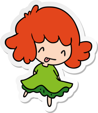 Bir insan tarafından çizilmiş sevimli bir kawai kızının çizilmiş bir karikatür çizimi.