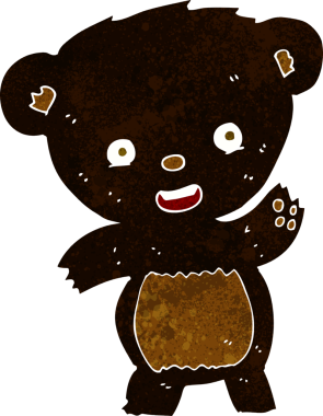 Bir insan tarafından çizilmiş siyah ayı sallayan çizgi film.