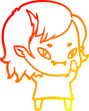 Bir insan tarafından çizilmiş, çizgi film karakteri, arkadaş canlısı vampir kız çizimi.