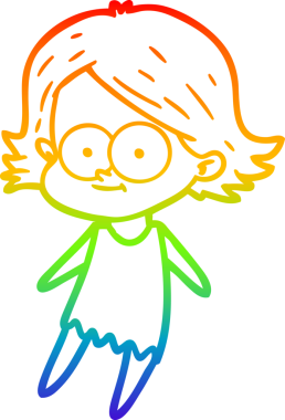 gökkuşağı gradyan çizimi mutlu bir çizgi film kızı bir insan tarafından çizildi