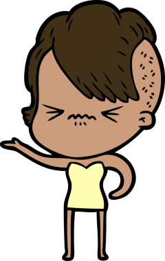 Çizgi film, bir insan tarafından çizilmiş sinirli hippi kız.