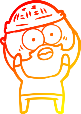 Bir insan tarafından çizilmiş sakallı bir adamın sıcak çizgi çizimi.