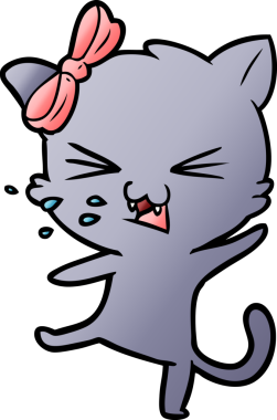 Bir insan tarafından çizilmiş çizgi film kedisi.