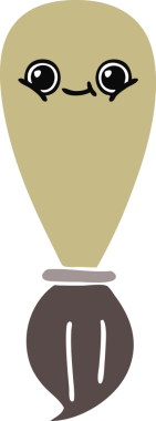 Bir insan tarafından çizilmiş bir boya fırçasının düz renk retro karikatürü