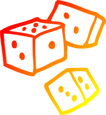 Bir insan tarafından çizilmiş karikatür zarının sıcak eğimli çizimi