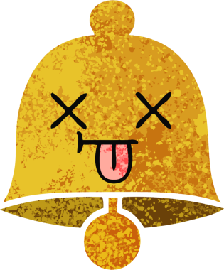 Bir insan tarafından çizilmiş bir çanın retro çizim tarzı karikatürü