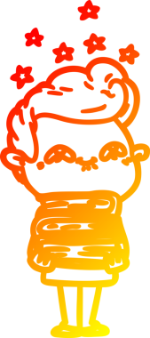 Bir insan tarafından çizilmiş, heyecanlı bir çizgi film çizimi.