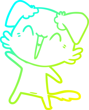 Bir insan tarafından çizilmiş küçük mutlu bir köpek çizgi filmi.