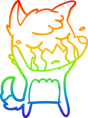 Bir insan tarafından çizilmiş ağlayan tilki çizgi filminin çizimi.