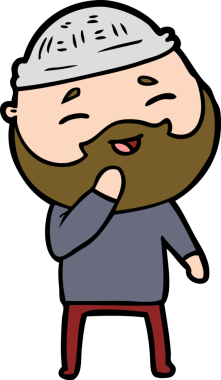 Bir insan tarafından çizilmiş mutlu sakallı bir adam.