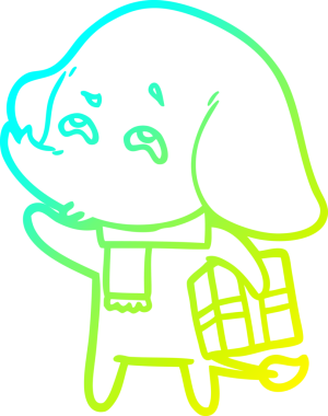 Bir insan tarafından çizilmiş bir karikatür filinin soğuk gradyan çizimi