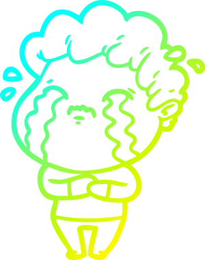 Bir insan tarafından çizilmiş ağlayan bir çizgi film karakteri çizimi.