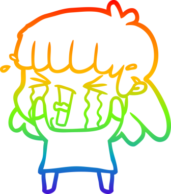 Gökkuşağı gradyan çizgi çizimi Bir insan tarafından çizilmiş gözyaşları içinde bir çizgi kadın