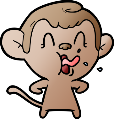 Bir insan tarafından çizilmiş çılgın çizgi film maymunu