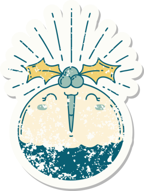 Bir insanın çizdiği yılbaşı pudingini söyleyen dövme stili eski bir etiket.