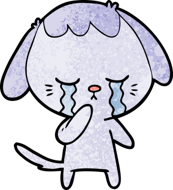 Bir insan tarafından çizilmiş ağlayan bir köpek.