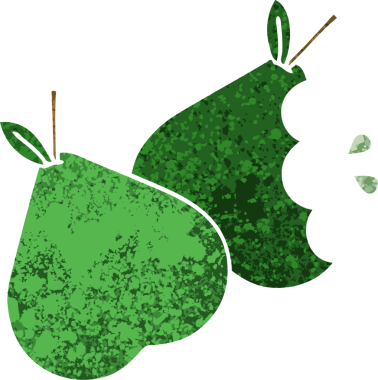 Bir insan tarafından çizilmiş armutun retro çizim tarzı karikatürü