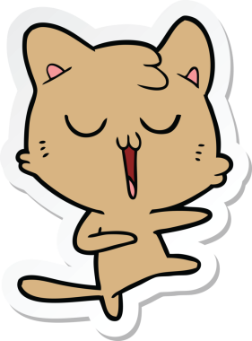 Bir insan tarafından çizilmiş çizgi film kedisinin çıkartması.