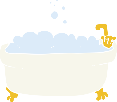 Bir insan tarafından çizilmiş küvetin düz renk çizimi