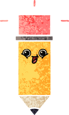 Bir insan tarafından çizilmiş bir kalemin retro çizim tarzı karikatürü