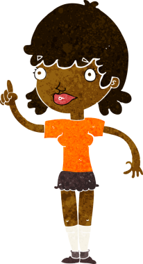 Bir insan tarafından çizilmiş bir fikri olan karikatür kadın.