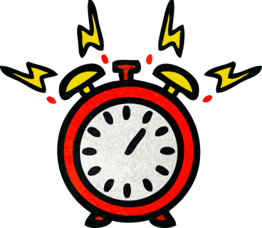 Bir insan tarafından çizilmiş çalan çalar saatin retro grunge deseni.