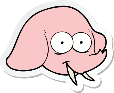 Bir insan tarafından çizilmiş fil suratlı karikatür çıkartması.