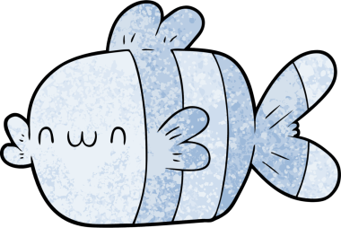 Bir insan tarafından çizilmiş şirin karikatür balığı.