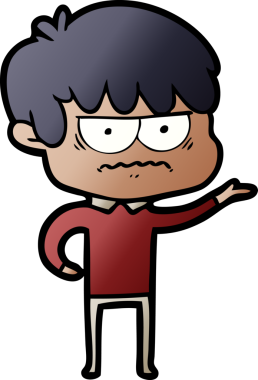 Bir insan tarafından çizilmiş sinirli çizgi film çocuğu.