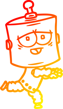 Bir insan tarafından çizilen çizgi film robotunun sıcak çizgi çizimi